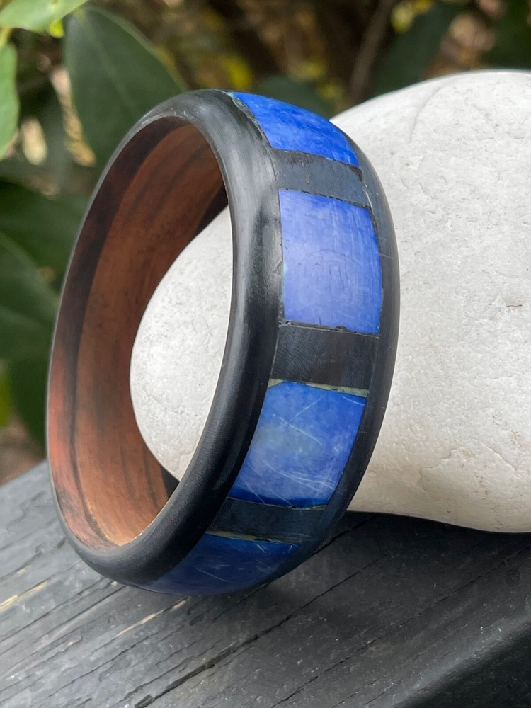 Black & Blue Plastic Bangle Bracelet