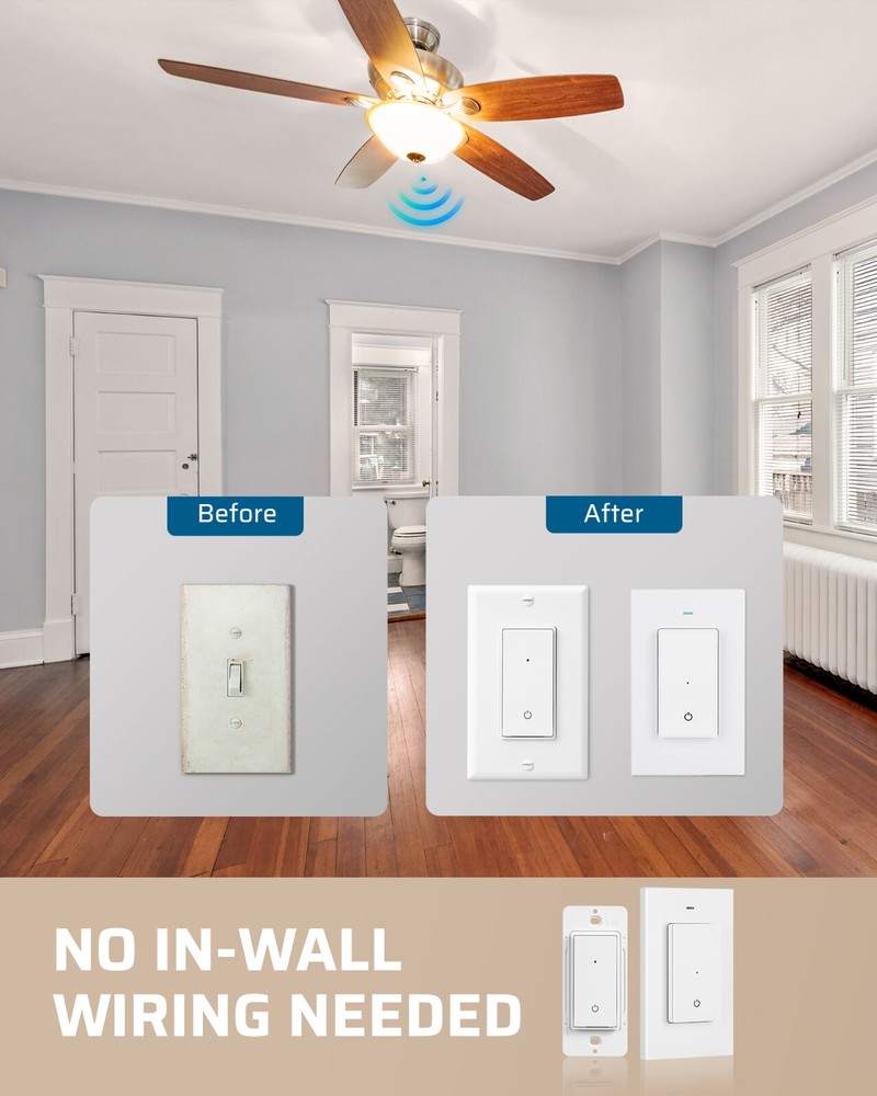 DEWENEILS 3 Way Wireless Light Switch, Wireless Light Switch and Receiver Kit
