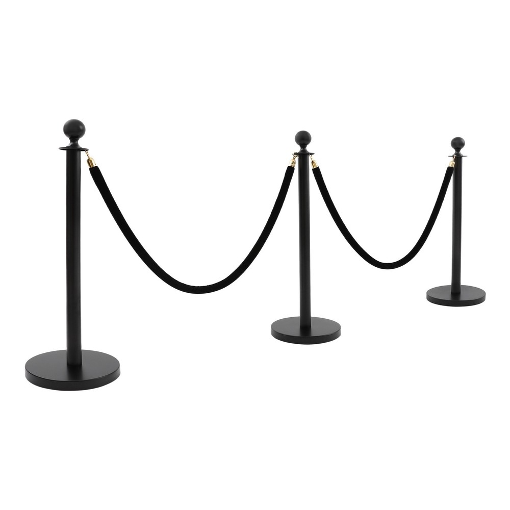6Pcs Black Stanchion Posts Queue StanchionPole Ropes Crowd Control Barrier