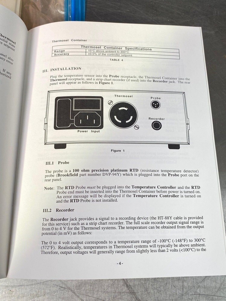 Brookfield Thermosel/ 75 Temperature Controller/ Viscosity - Users Manual / Book