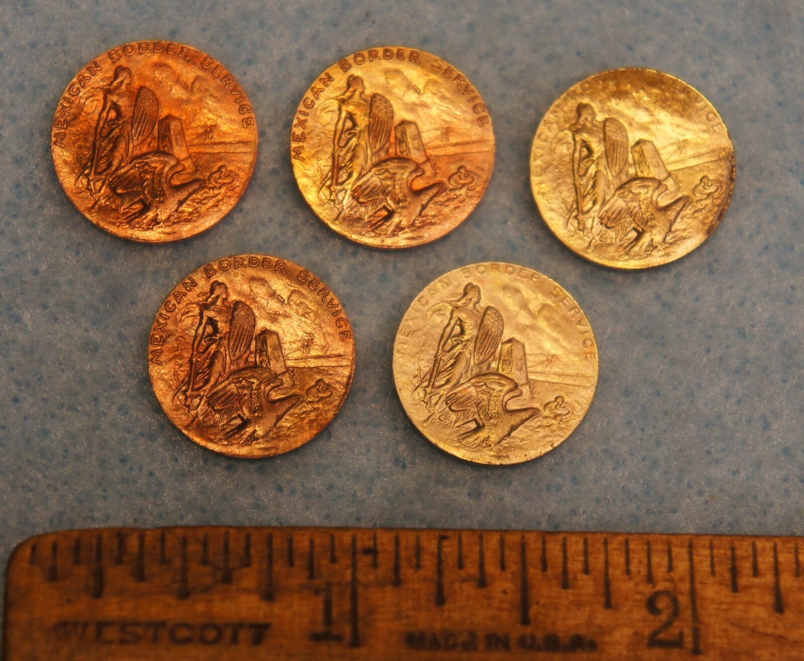 5 Unc 1916-1917 MEXICAN BORDER SERVICE Unfinished PNG Mini Medals NEW OLD STOCK