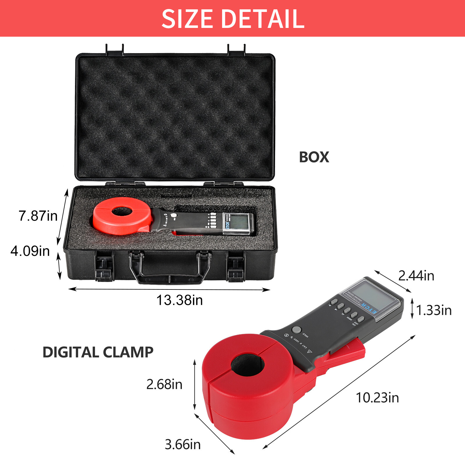 ETCR2100A+ Digital Clamp On Ground Earth Resistance Tester Meter 0.01-200Ω New
