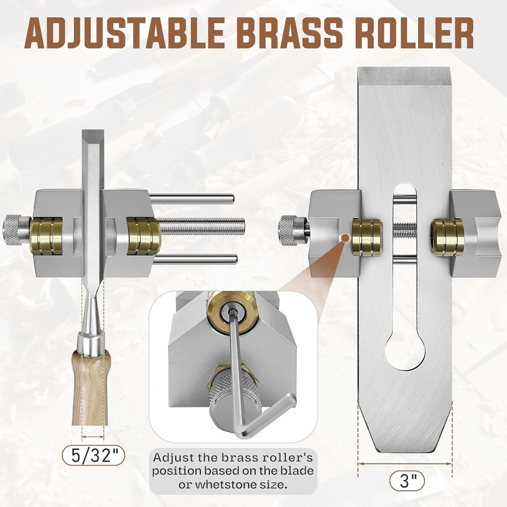 Chisel Sharpening Jig Kit, Precise Honing Guide System with Adjustable Angle