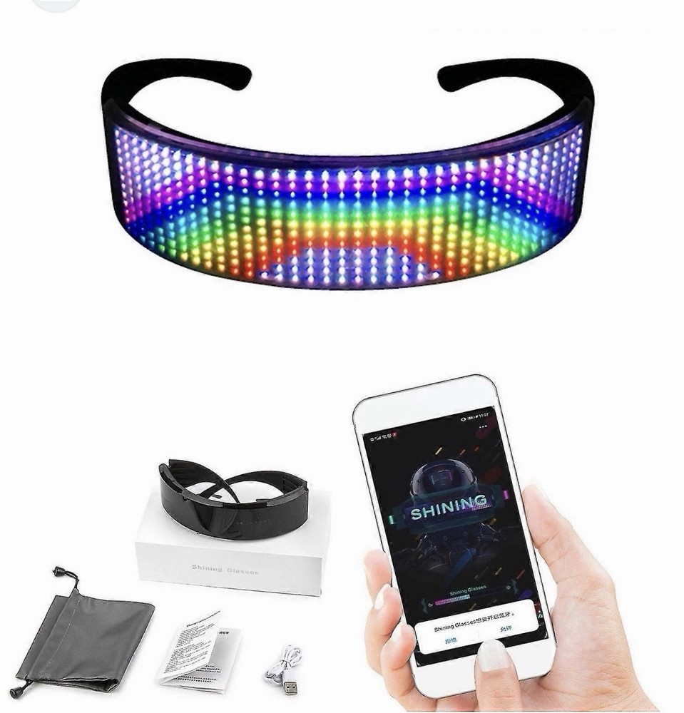 LED Customizable Bluetooth Glasses, APP Control LED Display Smart Glasses