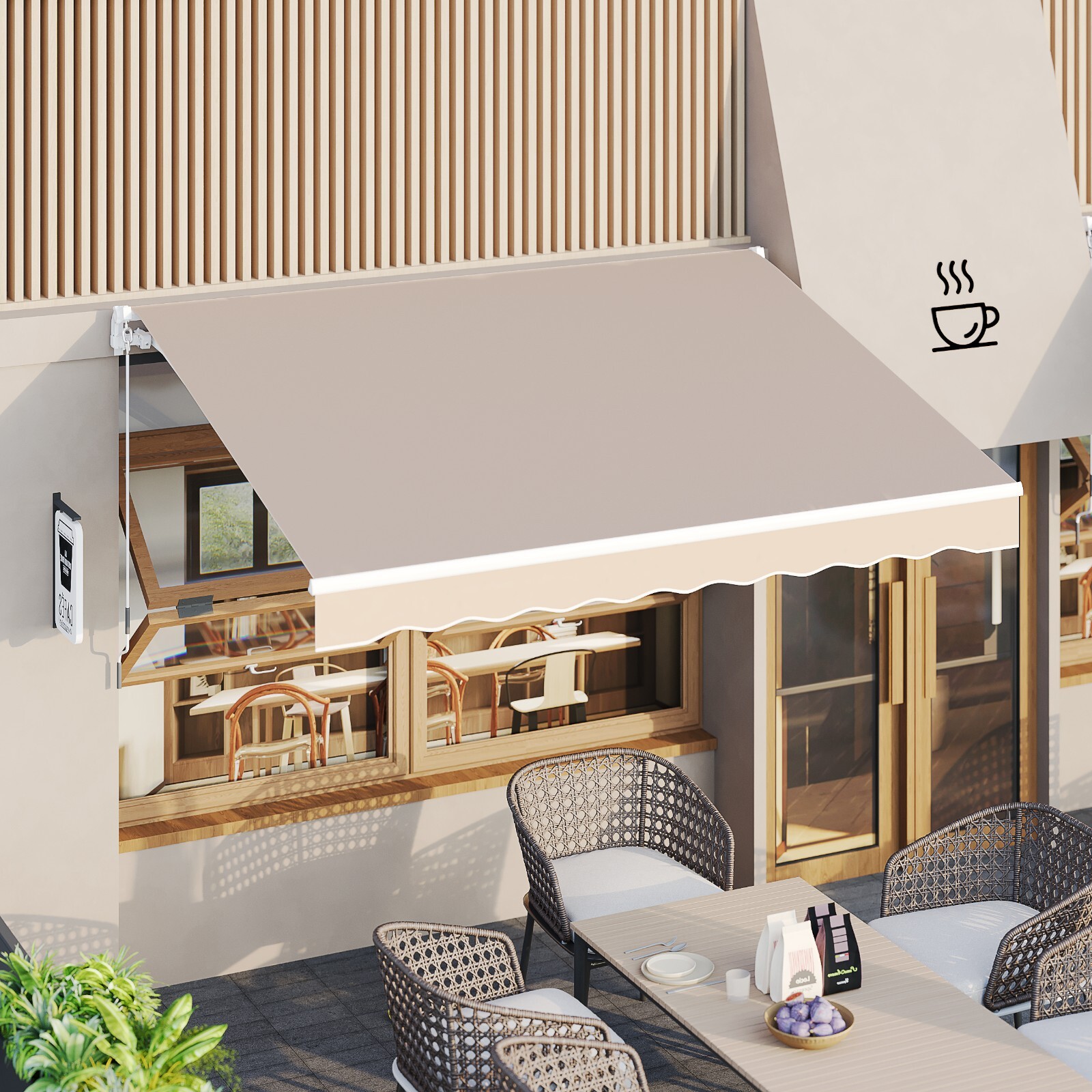 Retractable Patio Awning Sun Shade Cover with Manual Crank Handle,Multiple Sizes