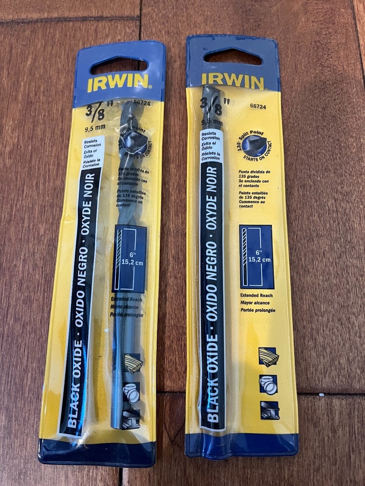 Irwin 3/8" x 6" Long Black Oxide Drill Bit ( 2 Pack )