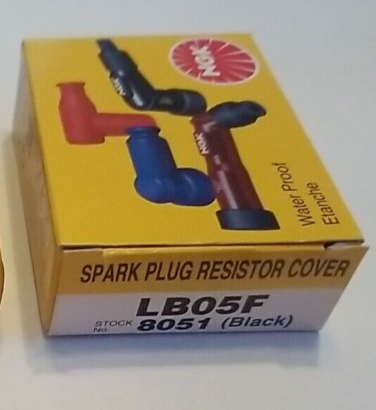 (1) GENUINE NGK LB05F 8051 Black Spark Plug Resistor Covers