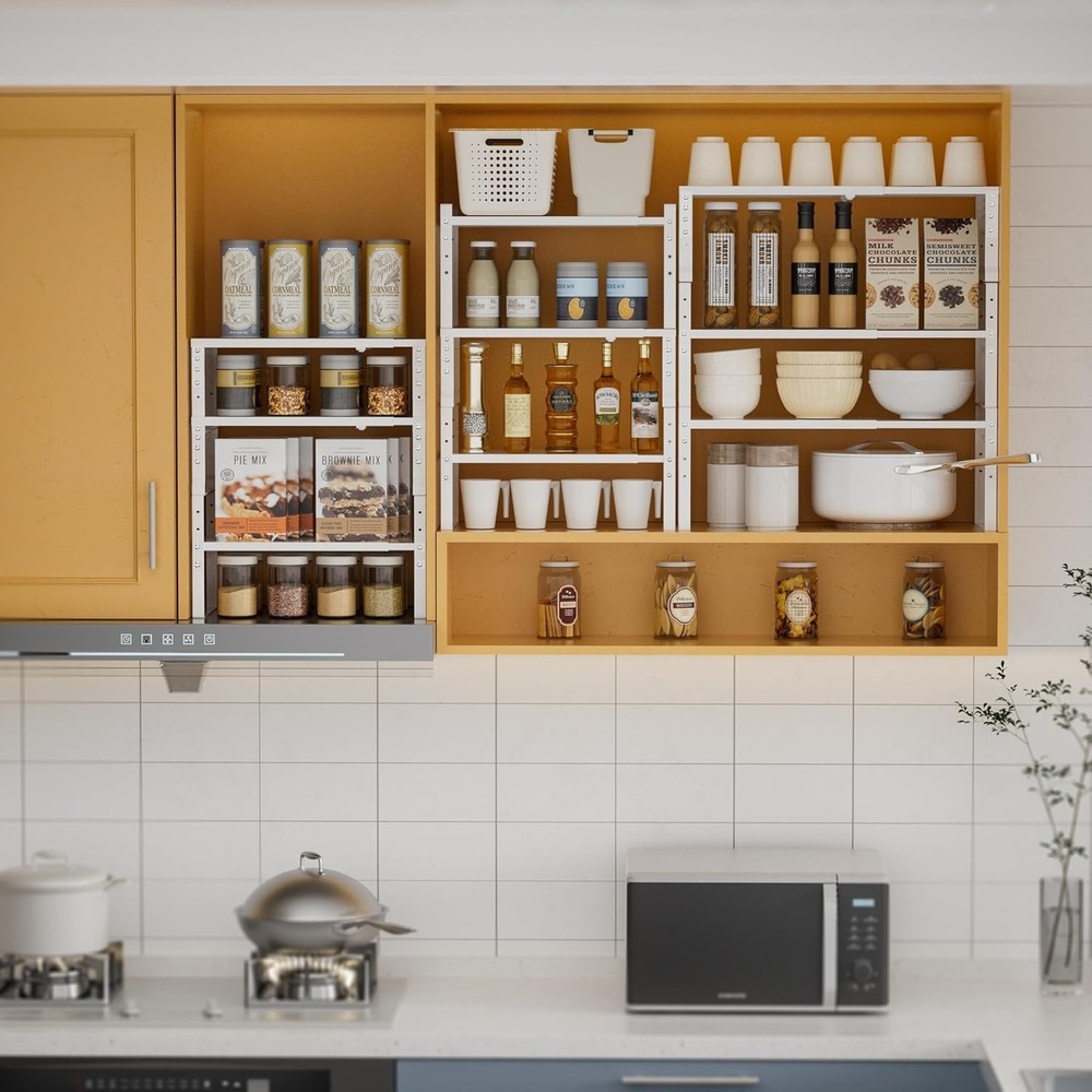Expandable,Stackable Spice Rack,Seasoning Organizer & Storage,Spices Jar Racks
