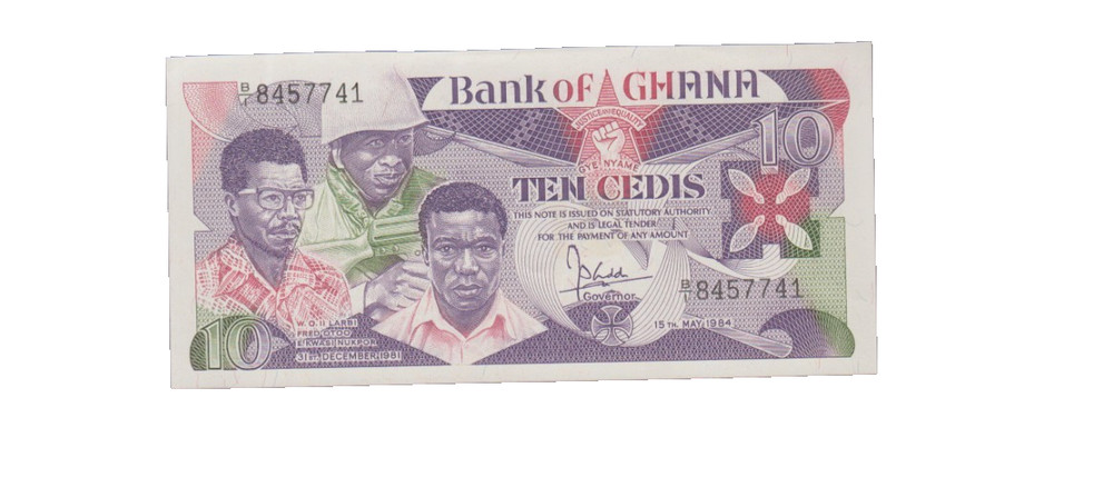 GHANA 1984 10 CEDIS BANKNOTE P23a UNCIRCULATED