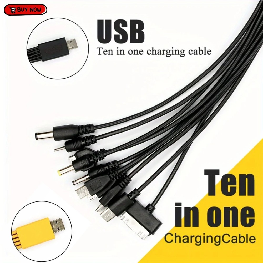 10-in-1 Multi-Function USB Charging Cable Universal Multi-Head Phone Charger New