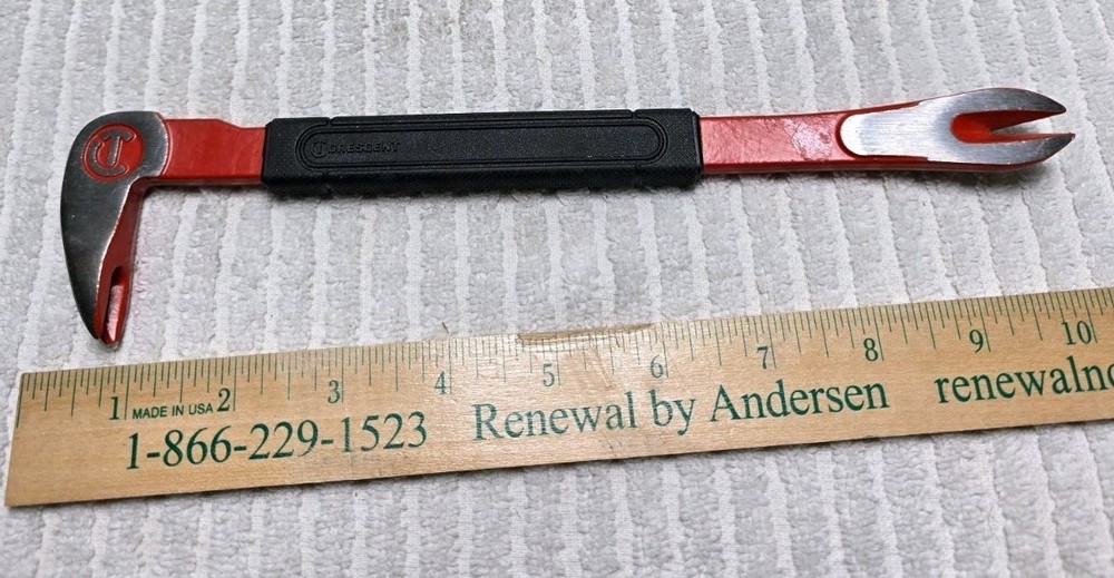 Crescent 9" Nail Puller Pry Bar Rubber Handle Tool