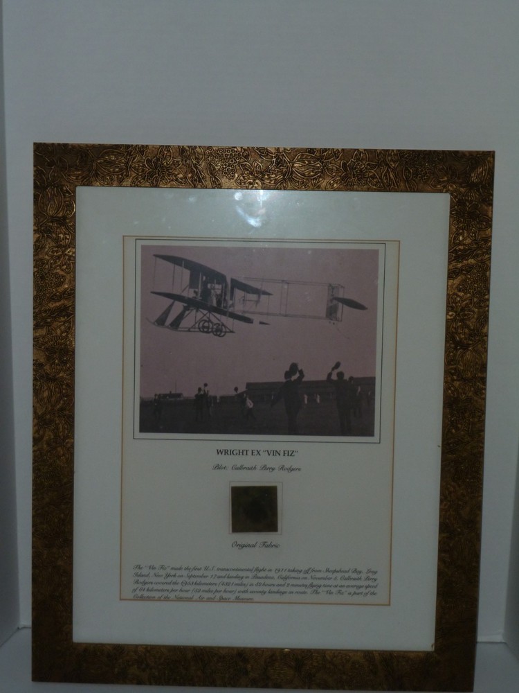SMITHSONIAN WRIGHT FIRST U.S. TRANSCONTINETAL FLIGHT 1911 ORIGINAL FLOWN FABRIC