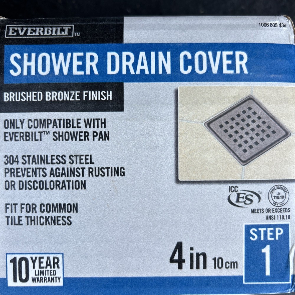 Everbilt Watershield Shower System 4" Bronze Square Grid Drain Grate
