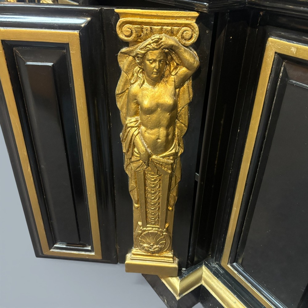 Large Vintage Renaissances Style Ebonized Sideboard