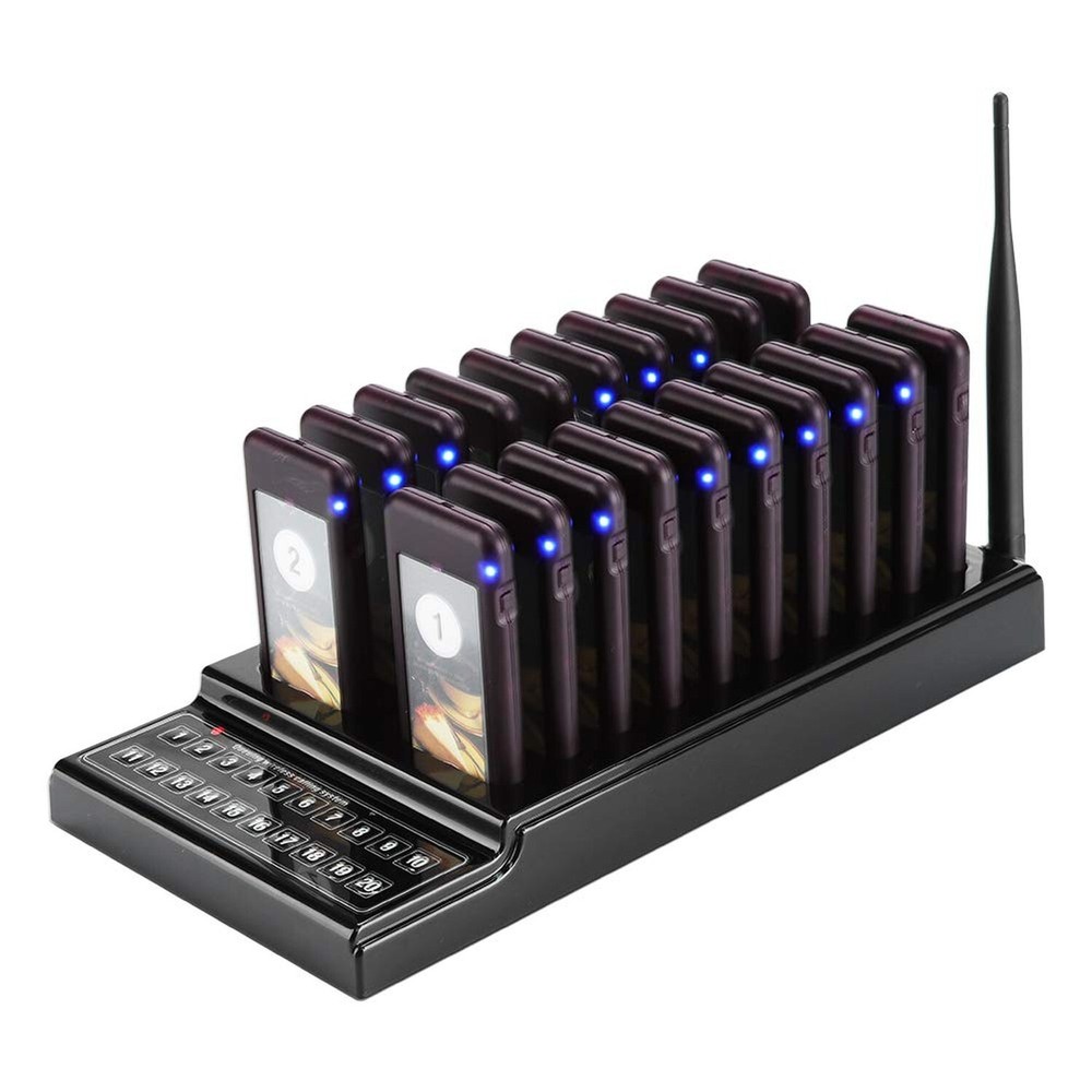 20 Channels Wireless Calling System, Restaurant Guest Paging System with Char...