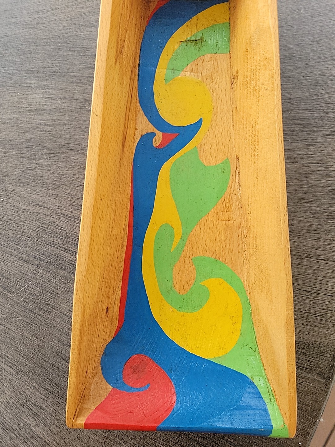 Vtg Folk Art Wooden Tole Grain Flour Scoop Painted Primitive Farm Core READ