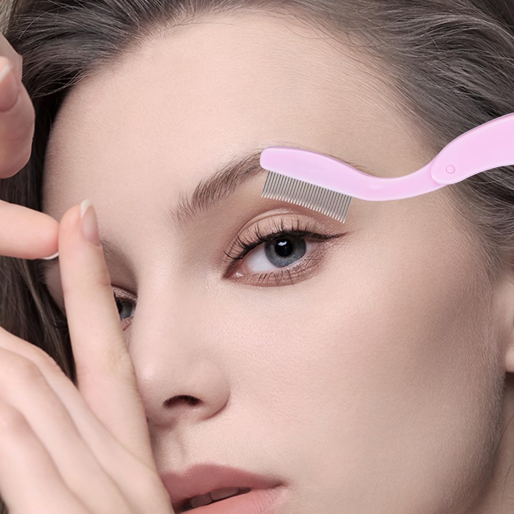 Eyelash Comb MSQ Separator Tool Folding Pink