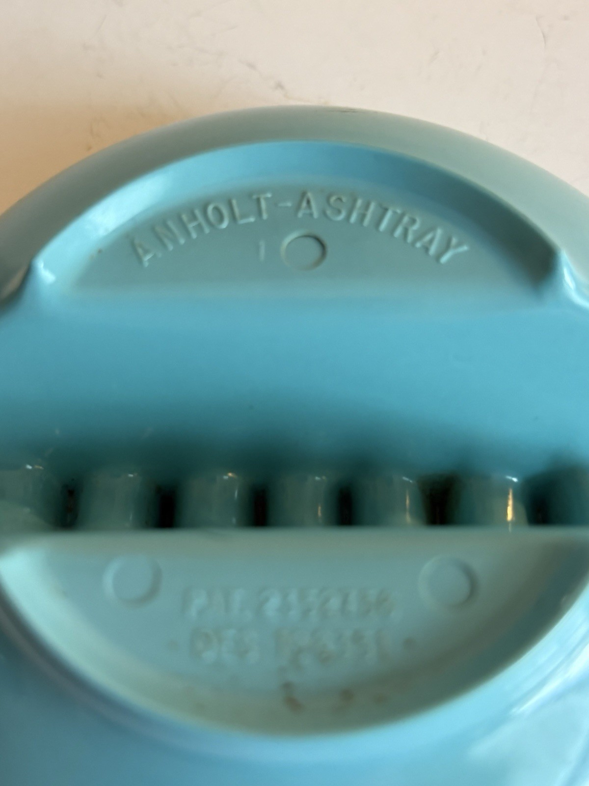Vintage ANHOLT Ashtray Pale Blue Turquoise 5” Round Melamine USA Retro