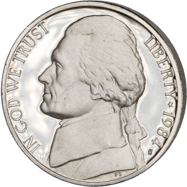 1984-S Jefferson DCAM Proof Nickel • Directly Pulled from US Mint Proof Set