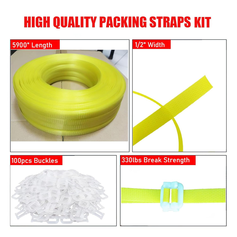 Banding Strapping Kit, Packaging Strapping Tool, with 5900" Length Poly Strappin