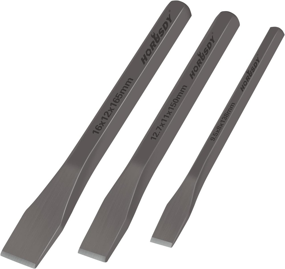 3-Piece Drop-Forged Chromium-Vanadium Chisel Set - Ideal for Professionals