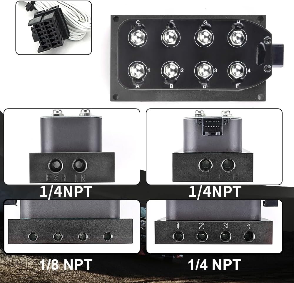 Air Ride 12v 8 Solenoid Valve Manifold Airride Suspension Control Harness