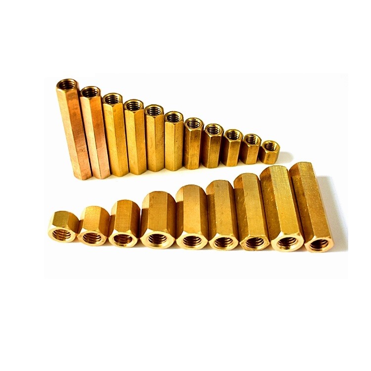 1/4-20 UNC SOLID BRASS HEX STANDOFF NUT / THREADED HEX CONNECTOR/SPACERS NUT