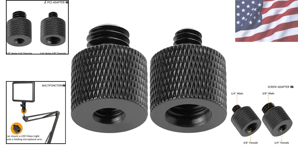 Durable 1/4 to 3/8 Tripod Adapter Set - Secure, Rust Resistant Metal Design