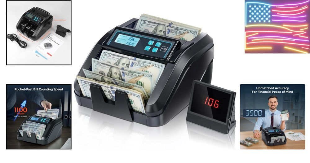 Money Counter Machine Count Value, Add+Batch/Add+ Value Mode Bill Counter, UV...