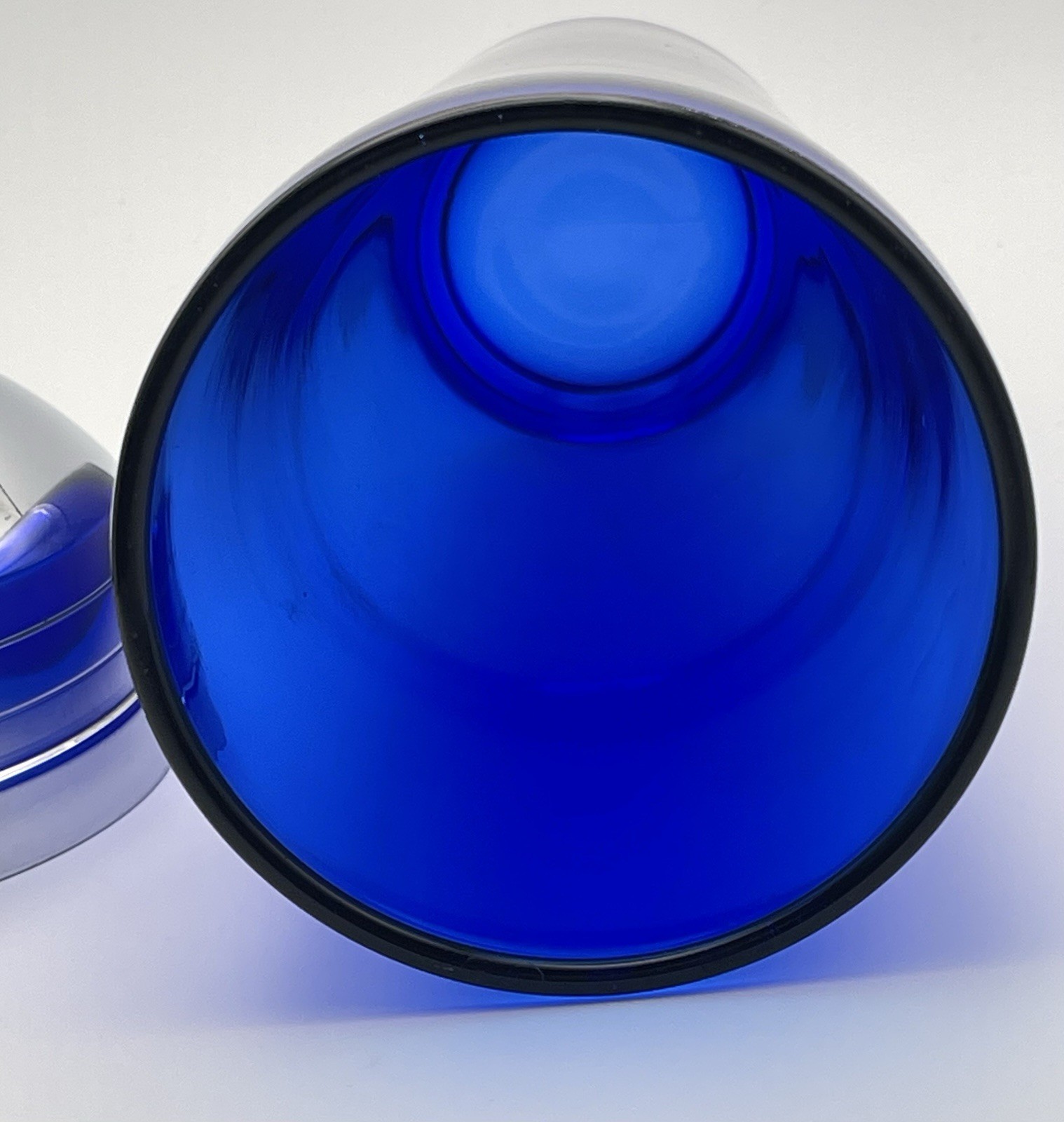 Vintage Cobalt Blue Thick Glass Cocktail Shaker 11" Tall Art Deco MCM FABULOUS!