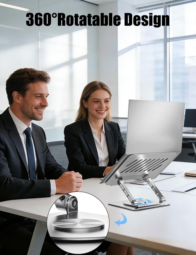 Adjustable Computer Stand with 360 Rotating Base, Ergonimic Foldable Laptop R...