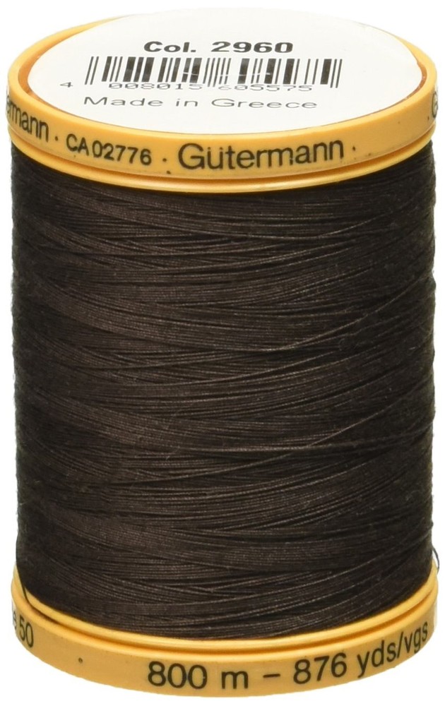 Gutermann Natural Cotton Thread 800m/875 yd Bark Brown