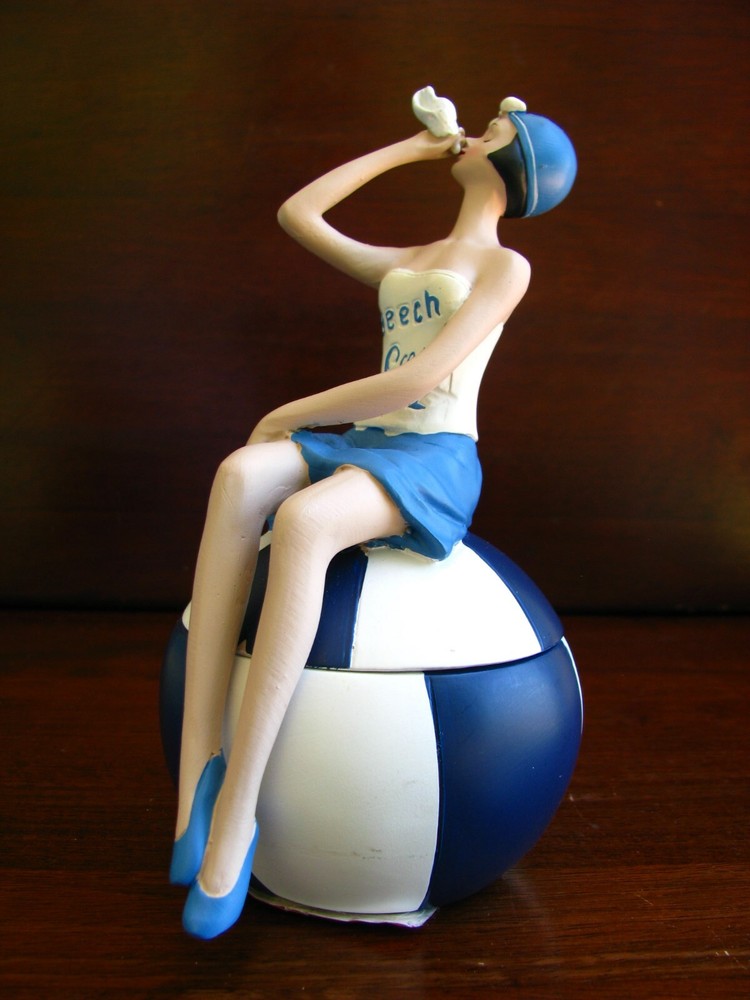 Lady on Beach Ball Trinket Box.
