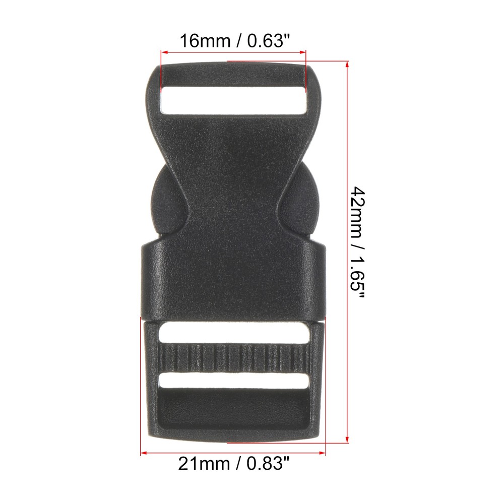 16 X Quick Side Release Clips Black 16mm Plastic Buckles