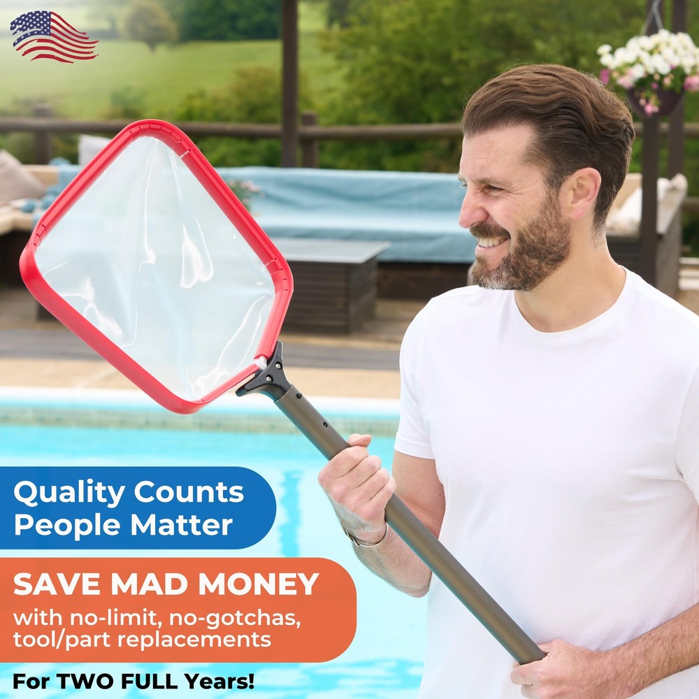 ProTuff Flat Pool Skimmer Net – 2 Year Unconditional Free Replacement – Heavy...