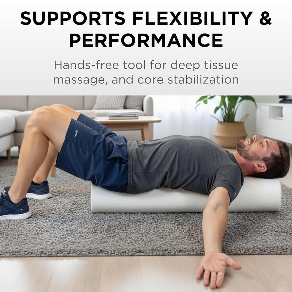 Pro Foam Roller, 6" X 36" Round; White Back Roller, Compact 6 Inch Diameter for