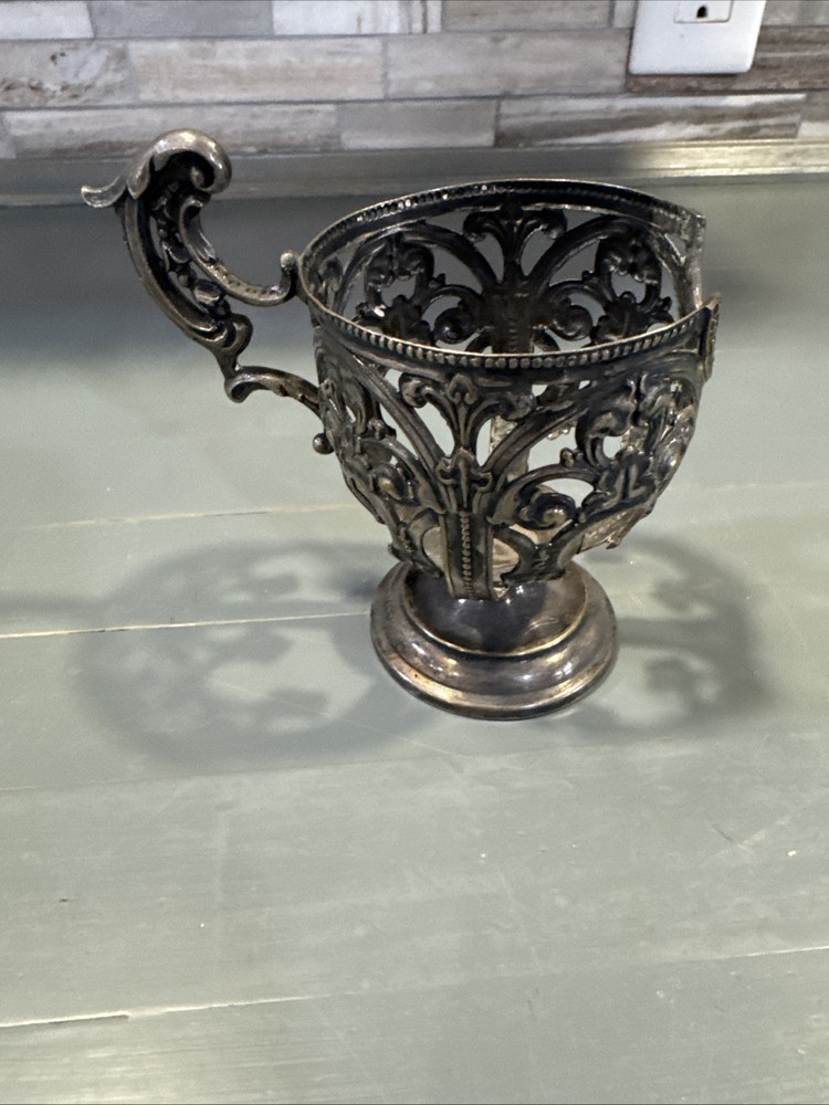Vintage Silver Creamer Holder, Missing Glass