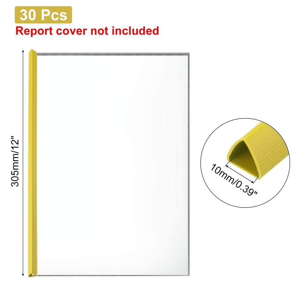 30Pcs Binding Bars, 10mm Binding Bars 70 Sheets Capacity, Yellow