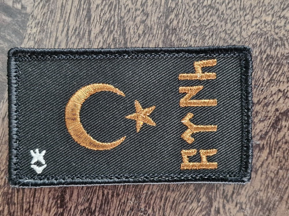 Turkish Flag Patch with Göktürk Font