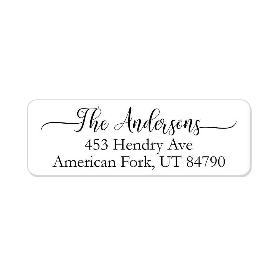 60 Return Address Labels Personalized Printed 3/4" x 2 1/4" Swash Script