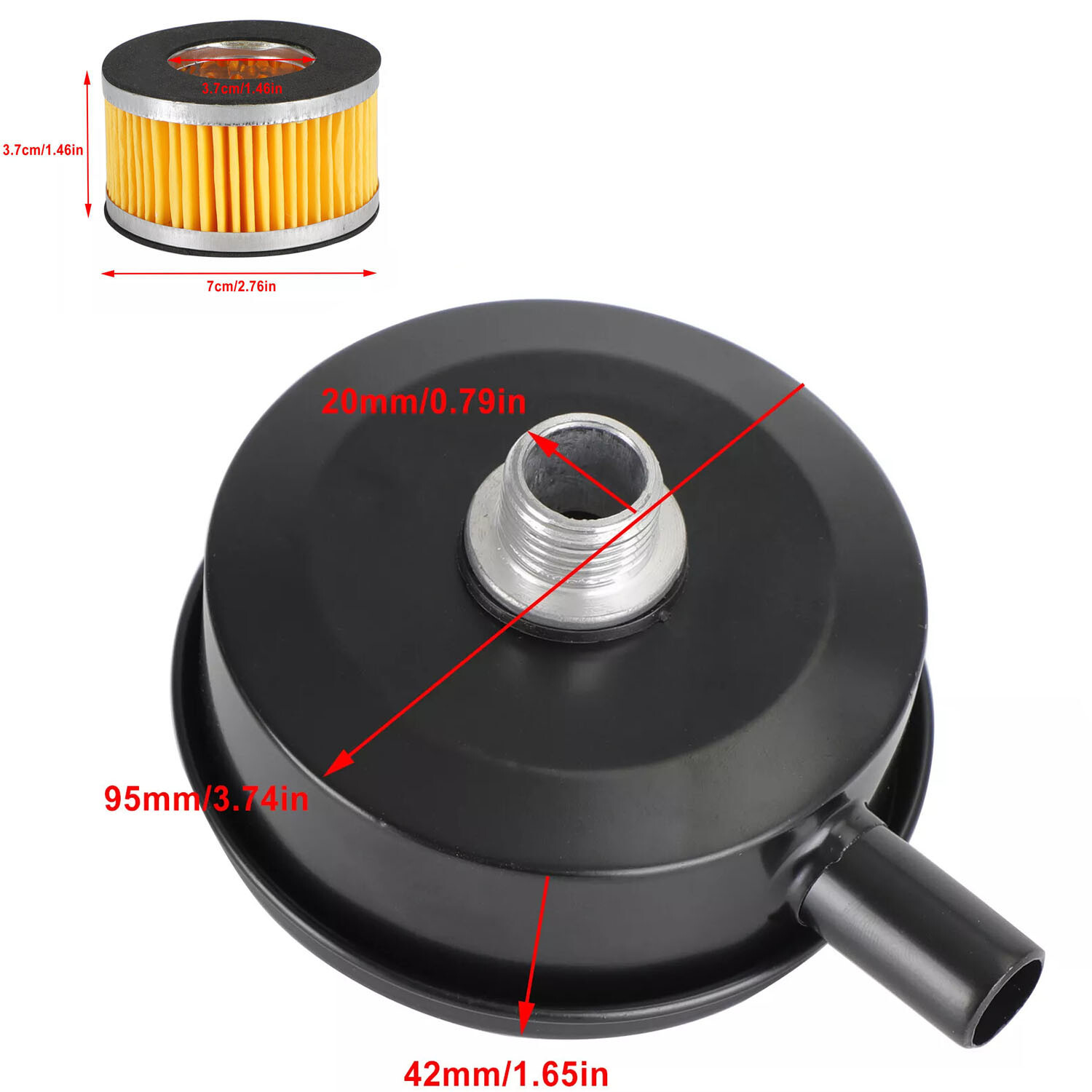 1/2" 20mm Thread Air Compressor Intake Filter Muffler Silencer Black-Metal T5
