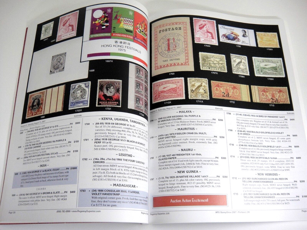 Regency Superior Stamp Auction Catalog 2007 Canal Zone Booklet Panes Revenues