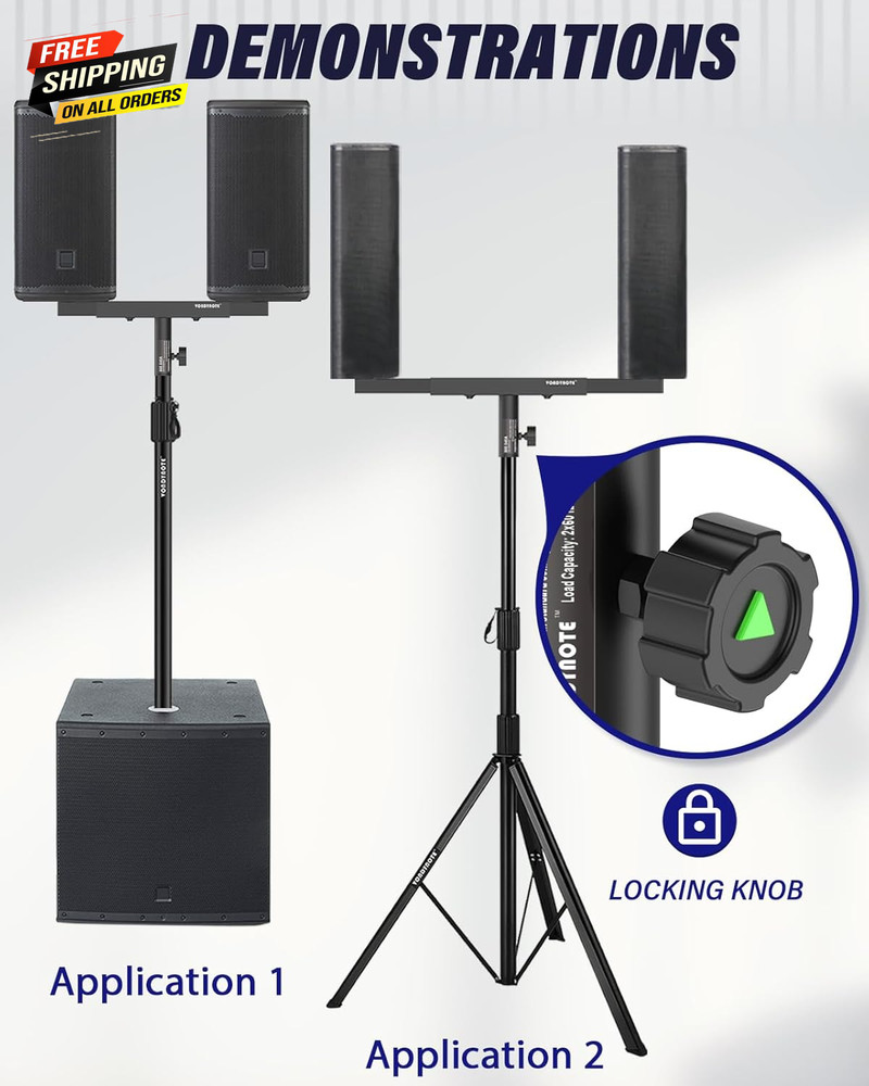 Dual Speaker Mount Bar Mounting Fork Bracket Speaker Pole Width Adjustable 💪