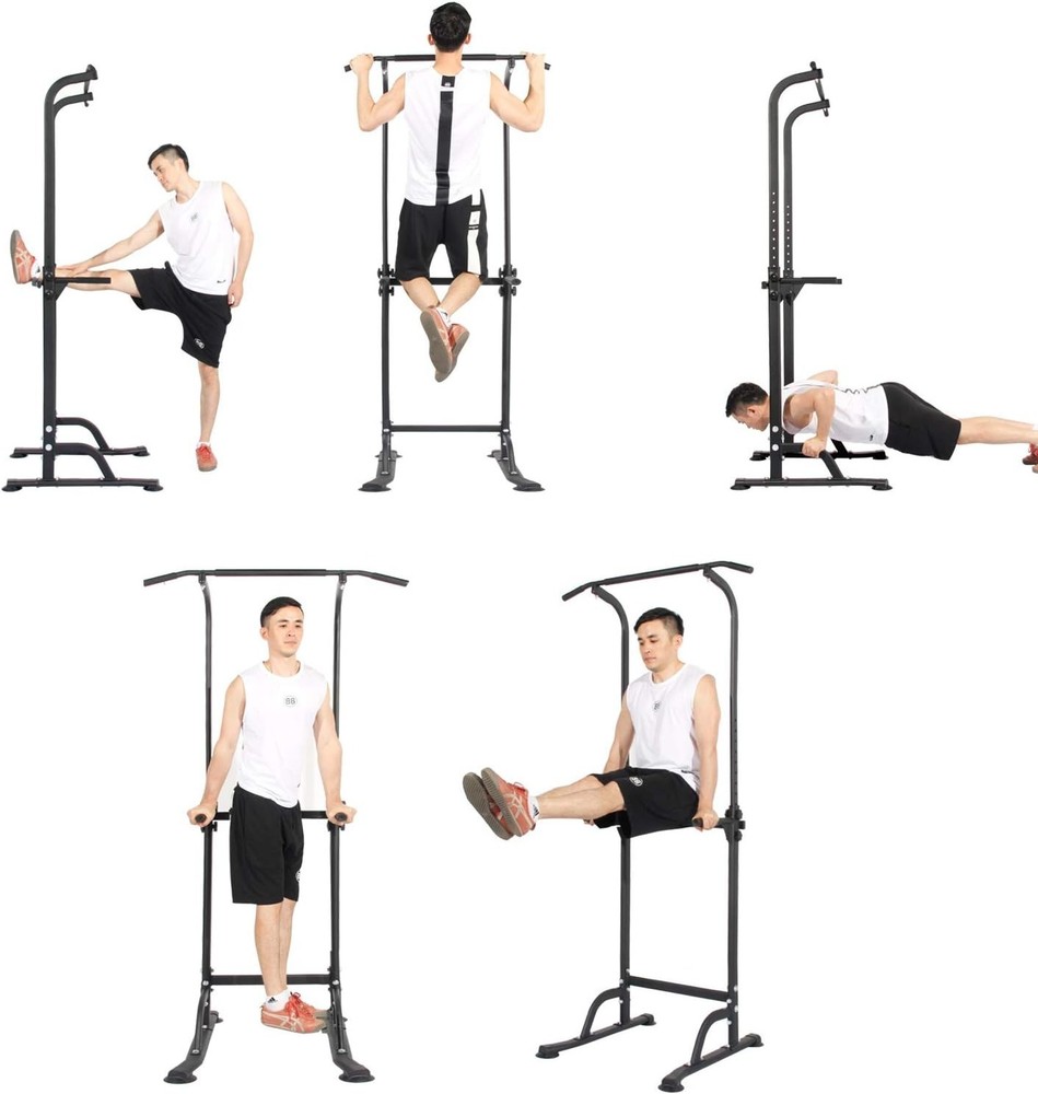 Power Tower Pull Up Bar Station, Free Standing Pull Up Rack Dip Station for H...