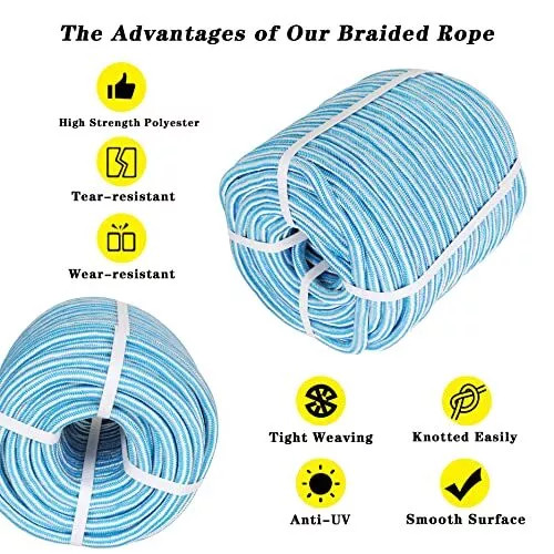 Arborist Tree Rope 8000Lbs 1/2" × 200' 24 Strand Braid Polyester Rope