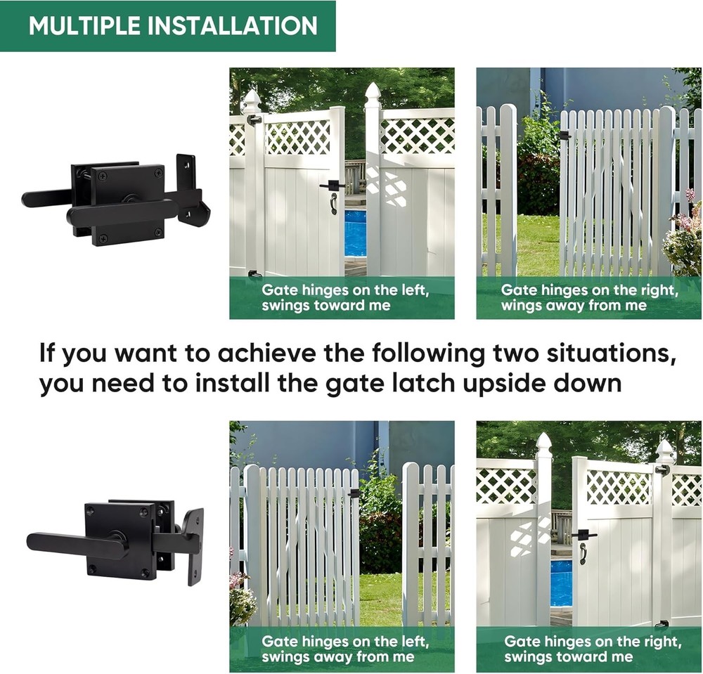 Heavy Duty Double Side Gate Latch - Black