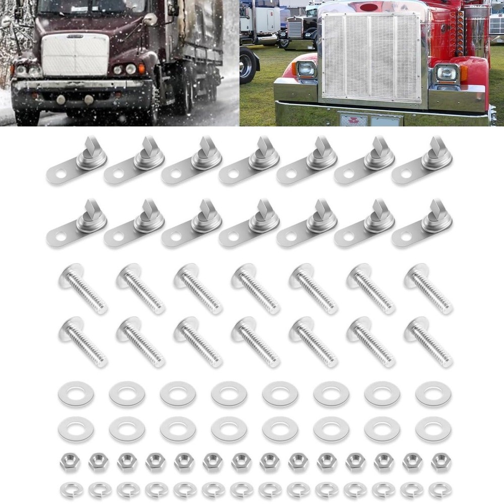 75704-1 Stainless Bug Screen & Winterfront Hardware Kit for Peterbilt 1986-2007