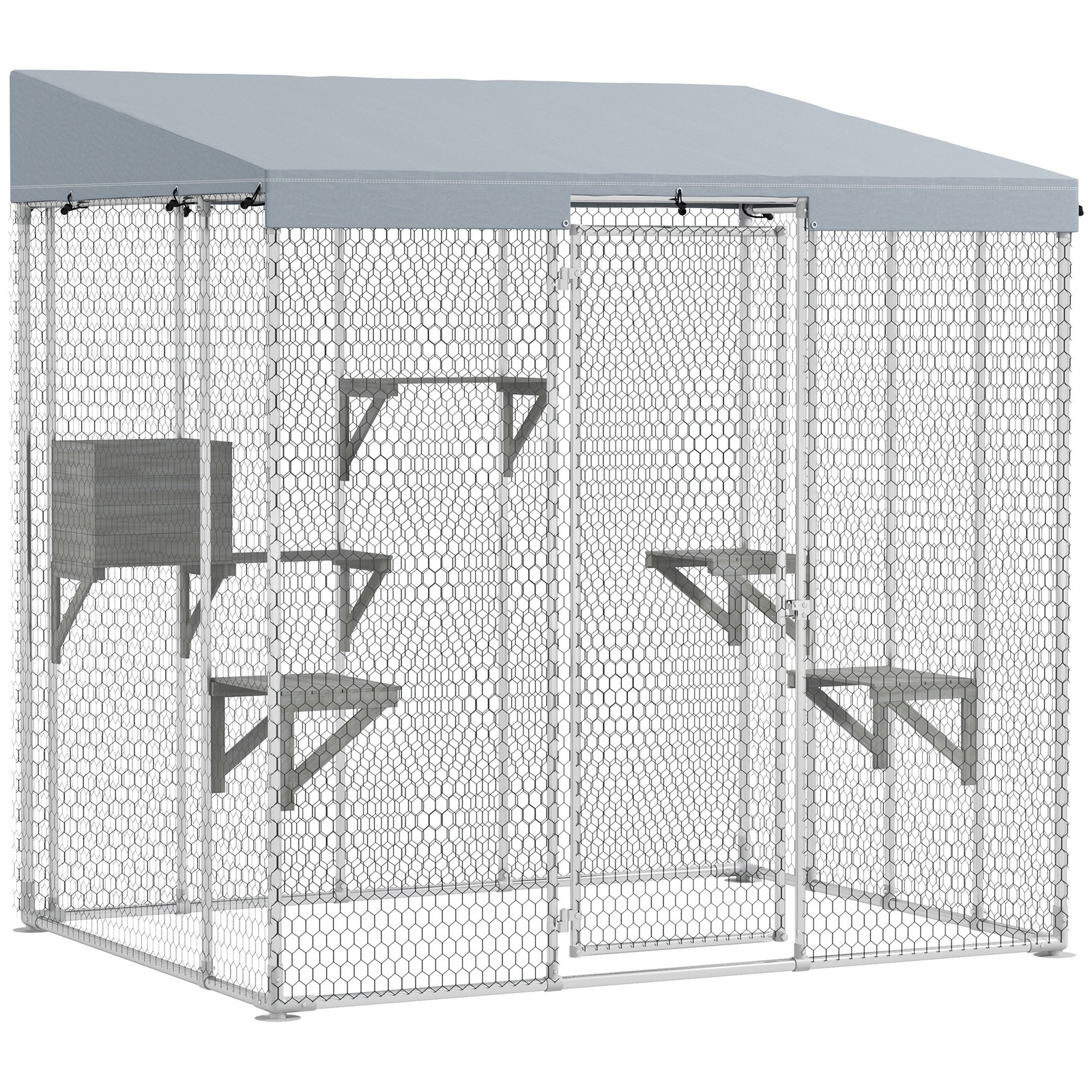PawHut 79" Large Catio, Galvanized Steel Outdoor Cat Enclosure with Canopy