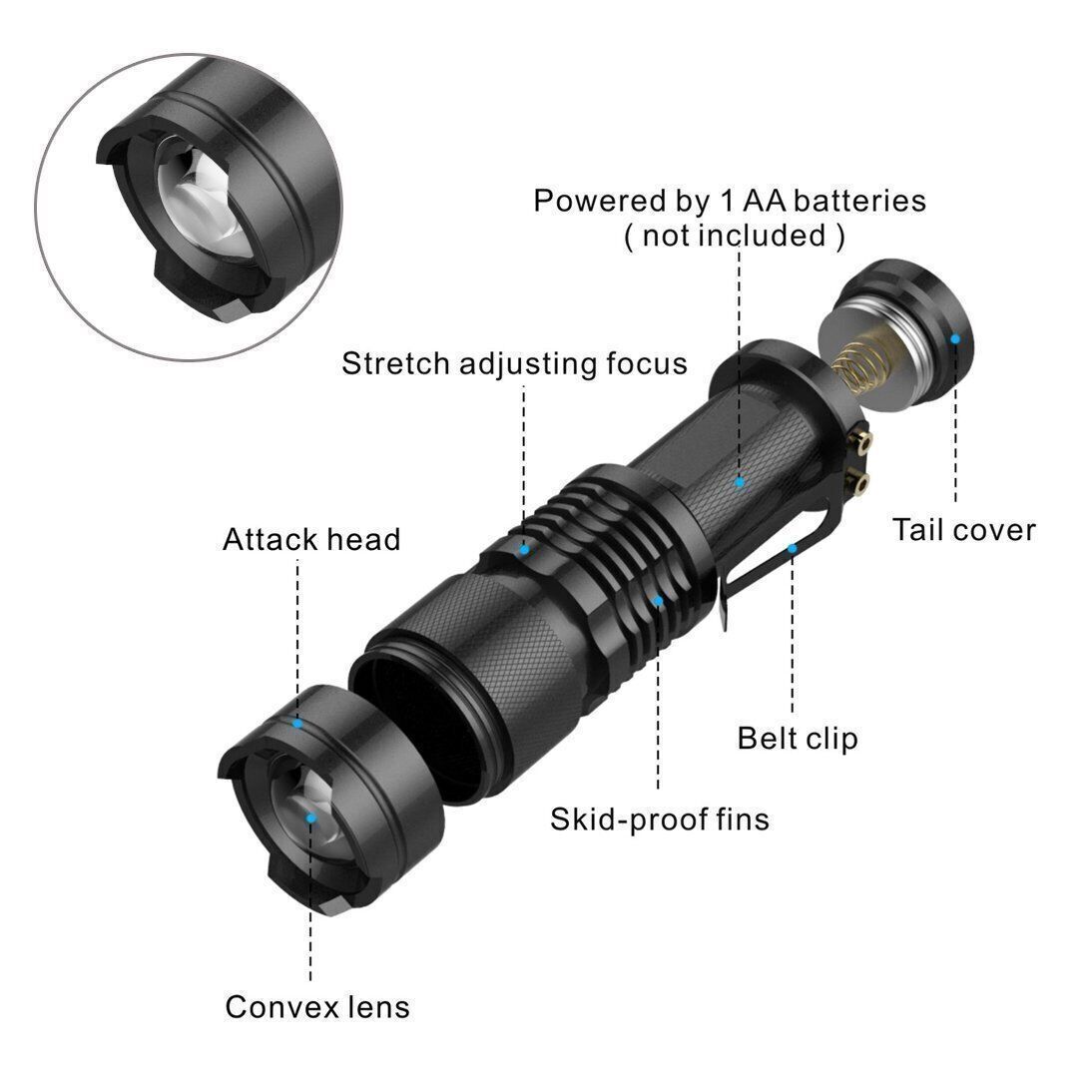 LED Tactical Flashlight Military Grade Handheld Torch Light
