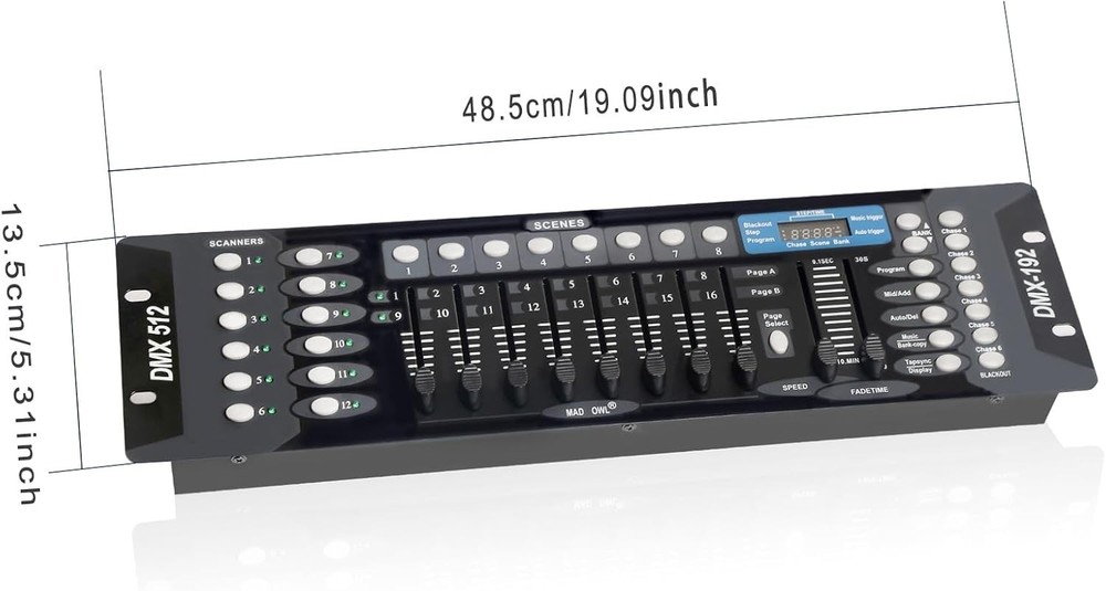 Lightweight DMX Lighting Console: 192 Channels with Easy Programming & Cables